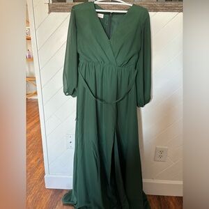 JJs house a-line V-Neck Floor-Length Chiffon Bridesmaid Dress With Bow Pleated